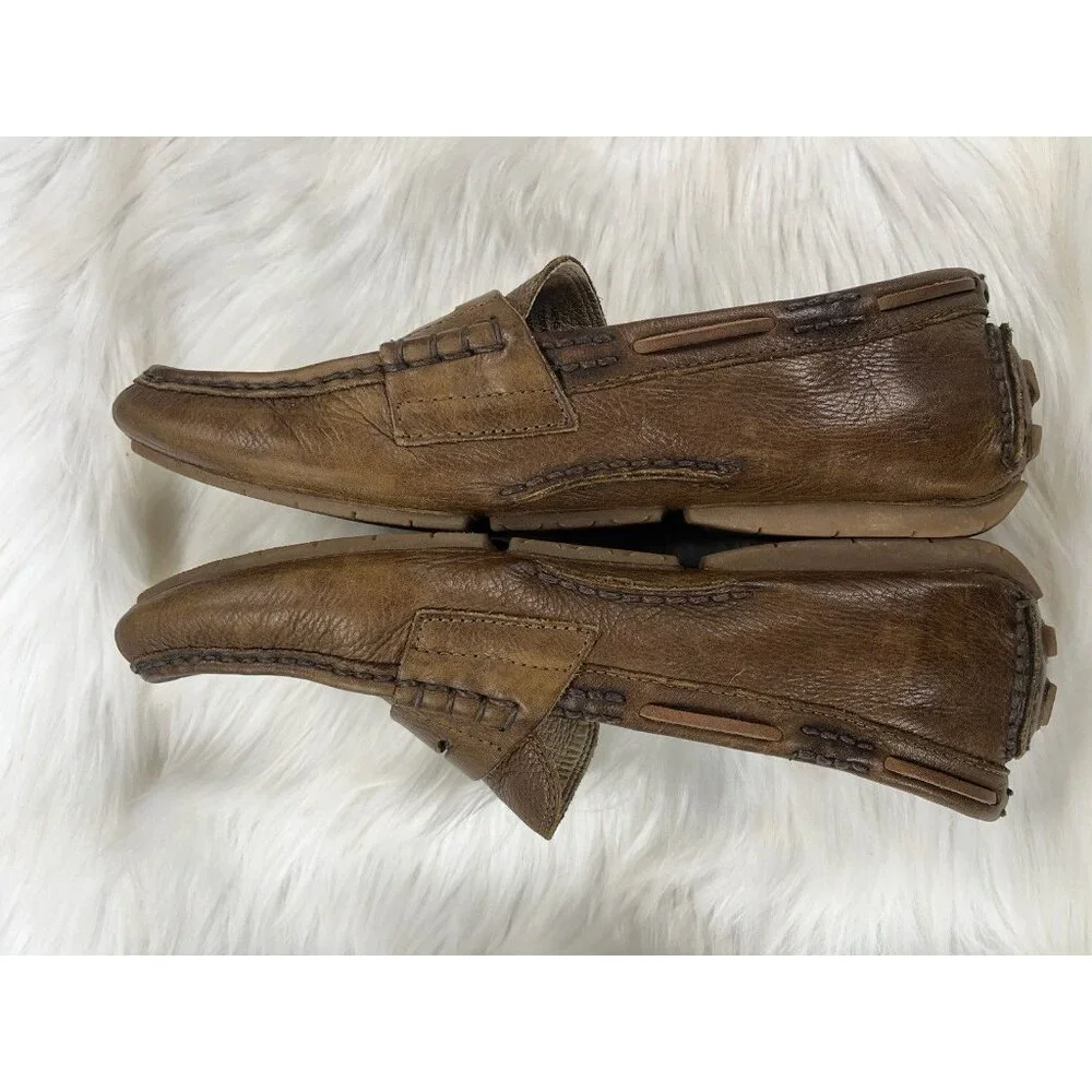 FRYE West Penny Loafer Men's 8.5 Brown Leather Lined Moccasin Driver - Picture 2 of 6